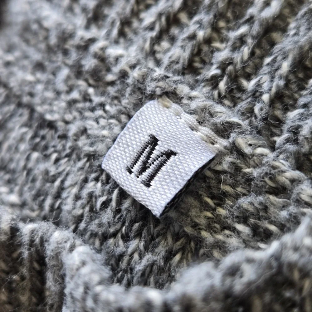 Womens Mock Neck Sweater M‎ Knit Striped Openwork Long Sleeve Gray (982) - Picture 8 of 8